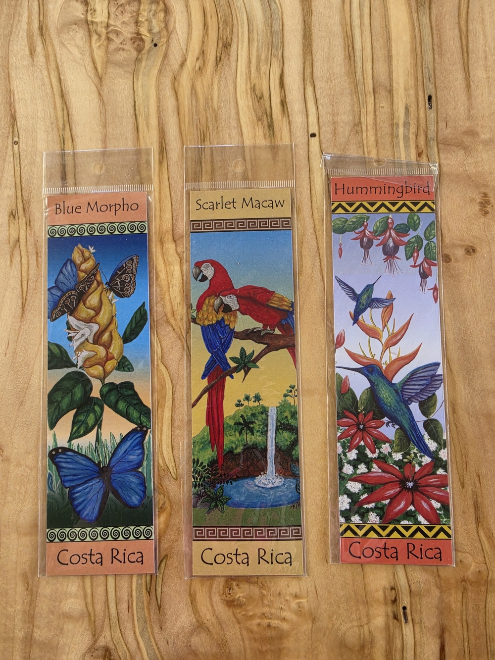 Costa Rica Souvenir Bookmarks - Collectible - Macaw Morpho Hummingbird - New